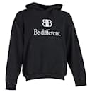 Balenciaga "Be Different" Distressed Hoodie in Black Cotton