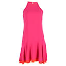 Diane Von Furstenberg Kera Halter Neck Layered Dress in Pink Triacetate