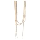 Faux-Pearl Fringe Necklace Gold Toned Chanel Multi-Strand B 14 b