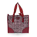 Red Tweed and Leather Small Flat Tote Handbag Satchel - Prada