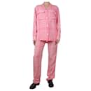 Conjunto camisa y pantalón cuadros rosa claro - talla UK 8 - Victoria Beckham