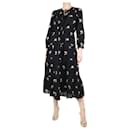 Black floral patterned tiered midi dress - size UK 12 - Ulla Johnson
