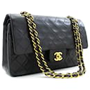 Rabat doublé Chanel Classique 10"Sac à bandoulière en chaîne Agneau noir
