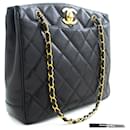 Bolso de hombro con cadena grande CHANEL Caviar de cuero acolchado negro - Chanel