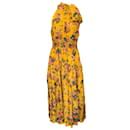 Ulla Johnson Mustard Silk Georgette Waterlily Print Maya Midi Dress - Autre Marque