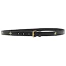 Gucci Bee & Star Print Belt In Black Leather