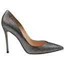 Gianvito Rossi Gianvito 105 Pointed Pumps in Silver Crackled Leather