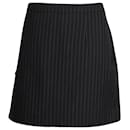 Saint Laurent Mini-jupe à fines rayures en laine noire