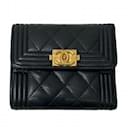 Chanel CC Matelasse Boy Flap Wallet  Leather Short Wallet in Good condition