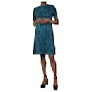 Vestido de lã estampado de manga curta azul-petróleo - tamanho IT 38 - Bottega Veneta