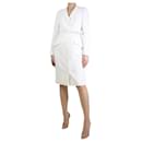 White belted longline blazer dress- size UK 10 - Badgley Mischka