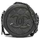Chanel Gray Caviar CC Filigree Crossbody Bag
