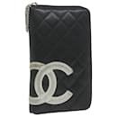 CHANEL Cambon Line Long Wallet Leather Black CC Auth ep2604 - Chanel
