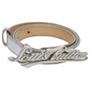 LOUIS VUITTON Ceinture narrow Belt Leather 36.2"" Silver LV Auth tb993 - Louis Vuitton
