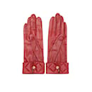 Taille des gants en cuir Chanel rouge vintage 6.5