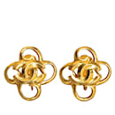 Gold Chanel CC Clip On Earrings