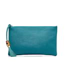 Blue Gucci Bamboo Leather Pouch