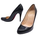 CHAUSSURES CHRISTIAN LOUBOUTIN SIMPLE PUMP 100 CUIR NOIR 37 + BOITE SHOES - Christian Louboutin