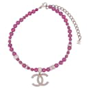 NEW CHANEL CHOKER NECKLACE CC LOGO PINK PEARLS 45CM CHOKER NECKLACE - Chanel