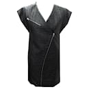 NEW SAINT LAURENT DRESS WITH ZIP 395656 M 38 IN BLACK FAUX LEATHER BLACK DRESS - Saint Laurent