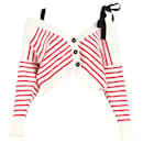 Red Valentino Cropped Knit Cardigan In White Wool