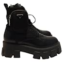 Prada Monolith boots in black leather and nylon
