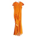 Caroline Constas orange floral silk dress - Autre Marque