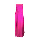 Rochas Hot Pink Long Silk Satin Bustier Dress - Autre Marque