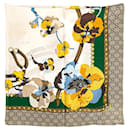 Fular de seda New Panshie con estampado de flores GG Multicolor - Gucci
