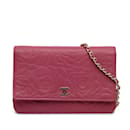 Pink Chanel Camellia Wallet On Chain Crossbody Bag