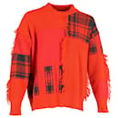 Versace Patchwork-Pullover mit Fransen aus orangefarbener Wolle