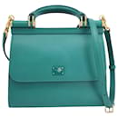 Dolce & Gabbana Small Sicily 58 Top Handle Bag in Green Leather