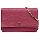 Chanel Pink Camellia Geldbörse mit Kette