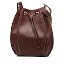 Burgundy Cartier Must de Cartier Leather Bucket Bag