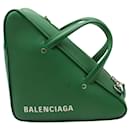 Balenciaga Triangle Duffle S Bag in Green Calfskin Leather