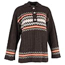 Ganni Knit Fair Isle Oversized Sweater in Brown Alpaca