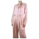 Blusa de seda estampada rosa com laço - tamanho UK 10 - Autre Marque