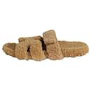 Braune Chypre-Sandalen aus Teddyfleece – Größe EU 42 - Hermès