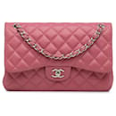 Chanel Aba forrada de pele de cordeiro clássica rosa Jumbo