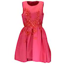 Carolina Herrera Pink / Red Embellished Sleeveless A-Line Dress - Autre Marque