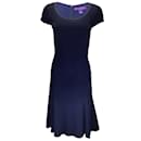 Ralph Lauren Collection Navy Blue Short Sleeved Jersey Midi Dress - Autre Marque