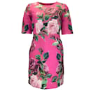 Dolce & Gabbana Pink Multi Short Sleeved Floral Jacquard Silk Dress - Autre Marque