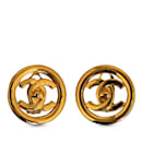 Gold Chanel CC Turn Lock Clip-On Earrings