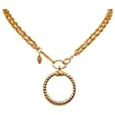 Gold Chanel Vergoldete, gefütterte Halskette mit Lupen- und Lupenanhänger