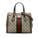 Brown Gucci Small GG Supreme Ophidia Satchel