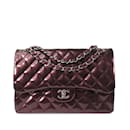 Burgundy Chanel Jumbo Classic Patent Double Flap Shoulder Bag