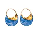Blue & Gold-Tone Celine Hoop Earrings - Céline