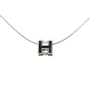 Silver Hermes Cage d'H Cube Necklace - Hermès
