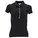 Burberry Puffed Sleeve Polo Shirt in Black Cotton