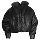 Saint Laurent Cassandre Puffer Jacket in Black Lambskin Leather